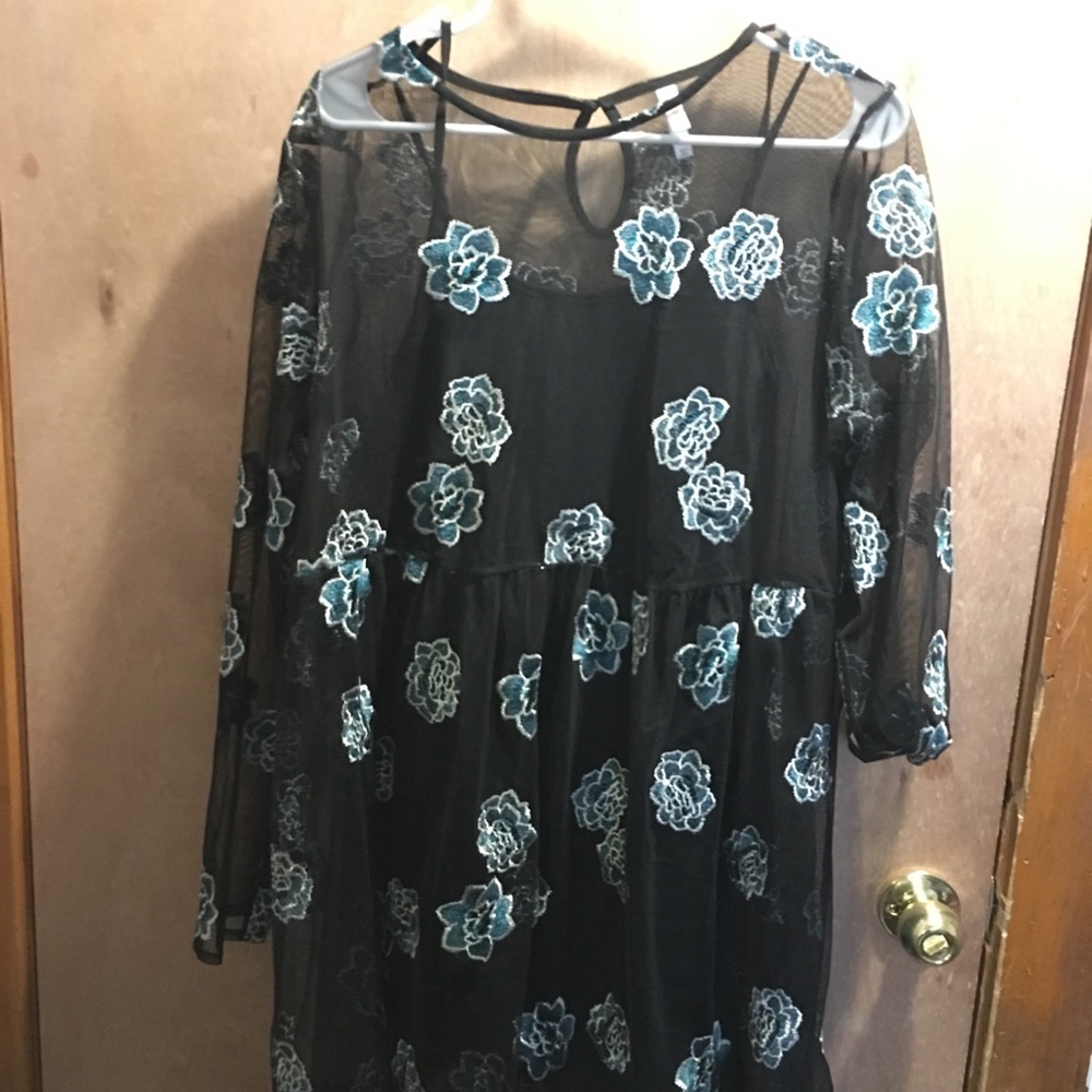 Xhilaration Black Poet-Style Mini Dress